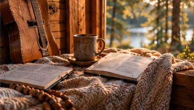 Carnet ouvert dans un chalet